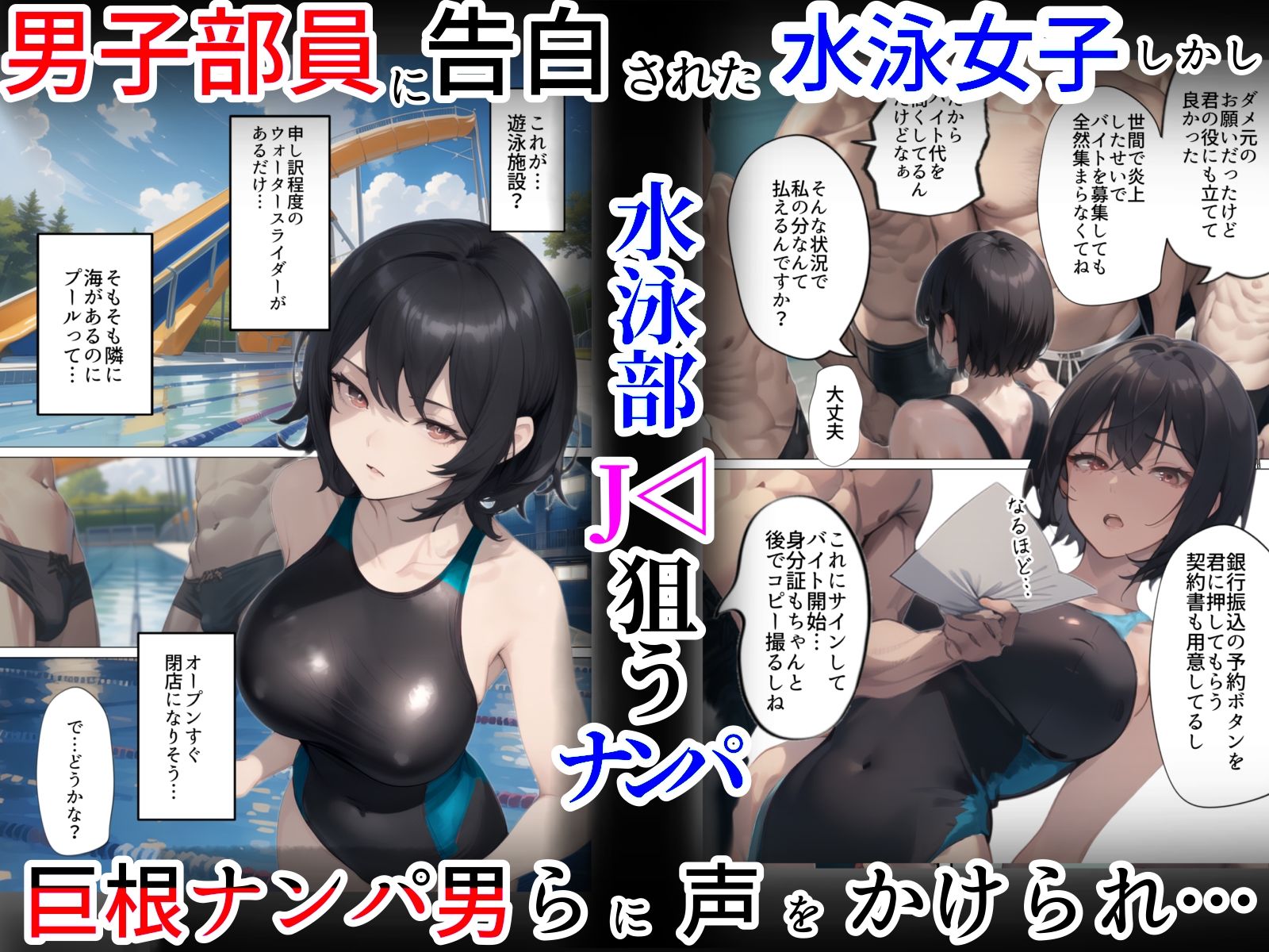 開業！寝取られ精液プール〜天才水泳女子は合宿サボるもチャラ男集団にナンパされ開業前のプール「白濁精液プール」に浸らされ孕む！男子部員に告白された合宿中に寝取られる話サンプル2